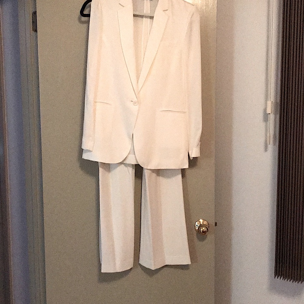 Theory Ivory silk crepe pantsuit